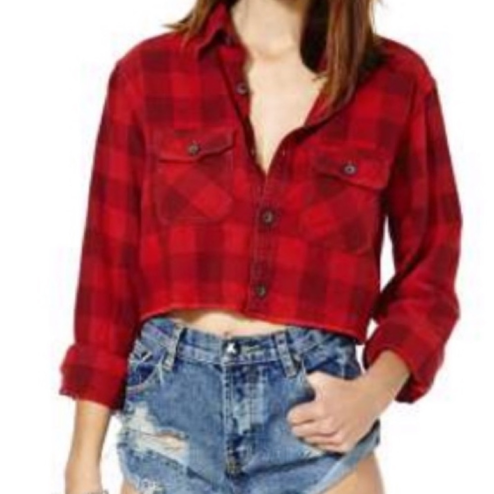Nasty Gal Crop Vintage Flannel